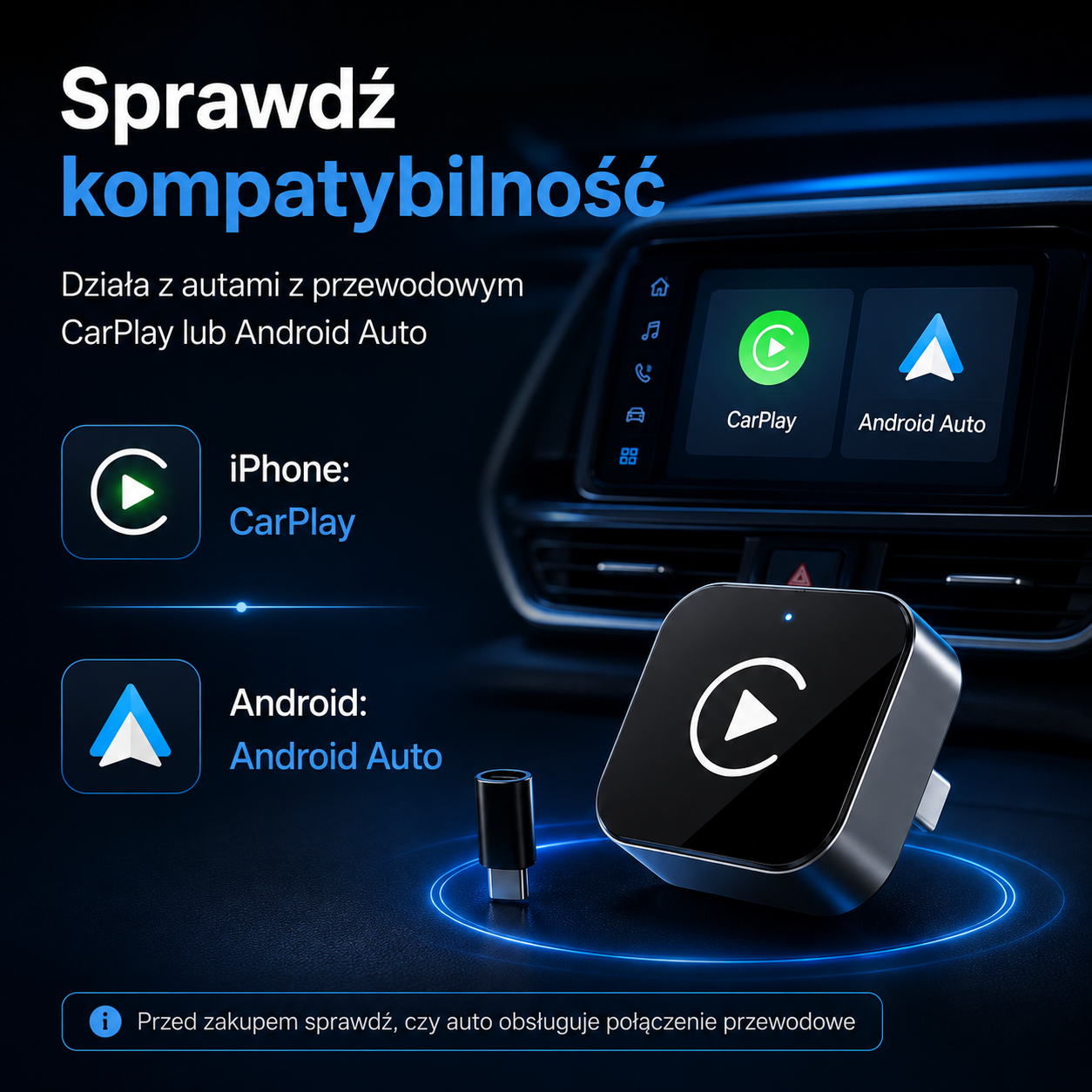 GlowLink – bezprzewodowy adapter CarPlay i Android Auto