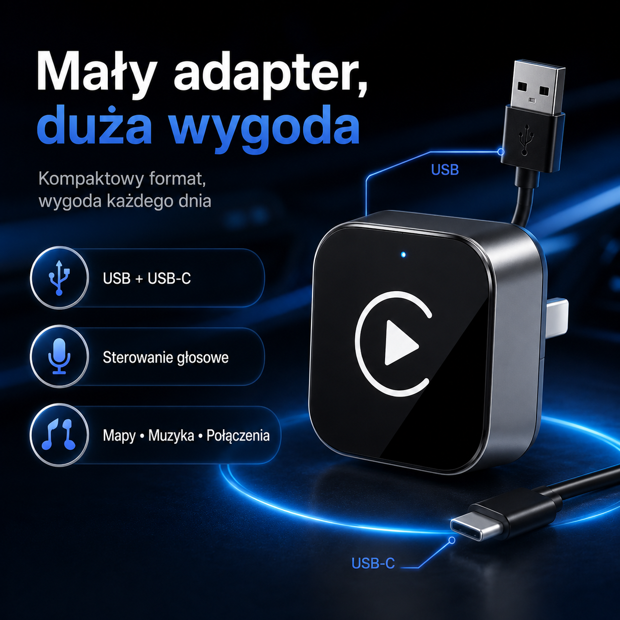 GlowLink – bezprzewodowy adapter CarPlay i Android Auto
