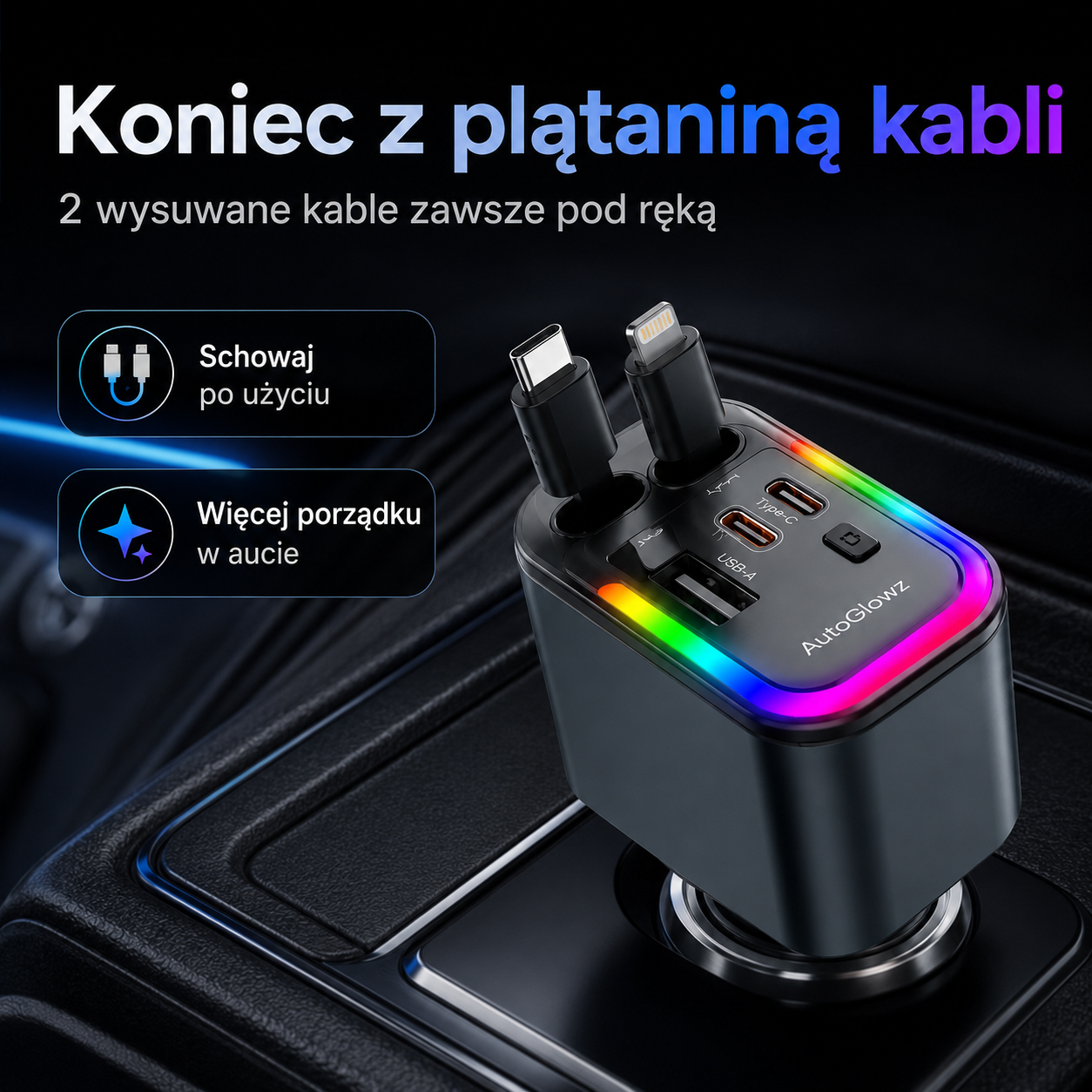 GlowCharge Star 180W — ładowarka samochodowa 4w1