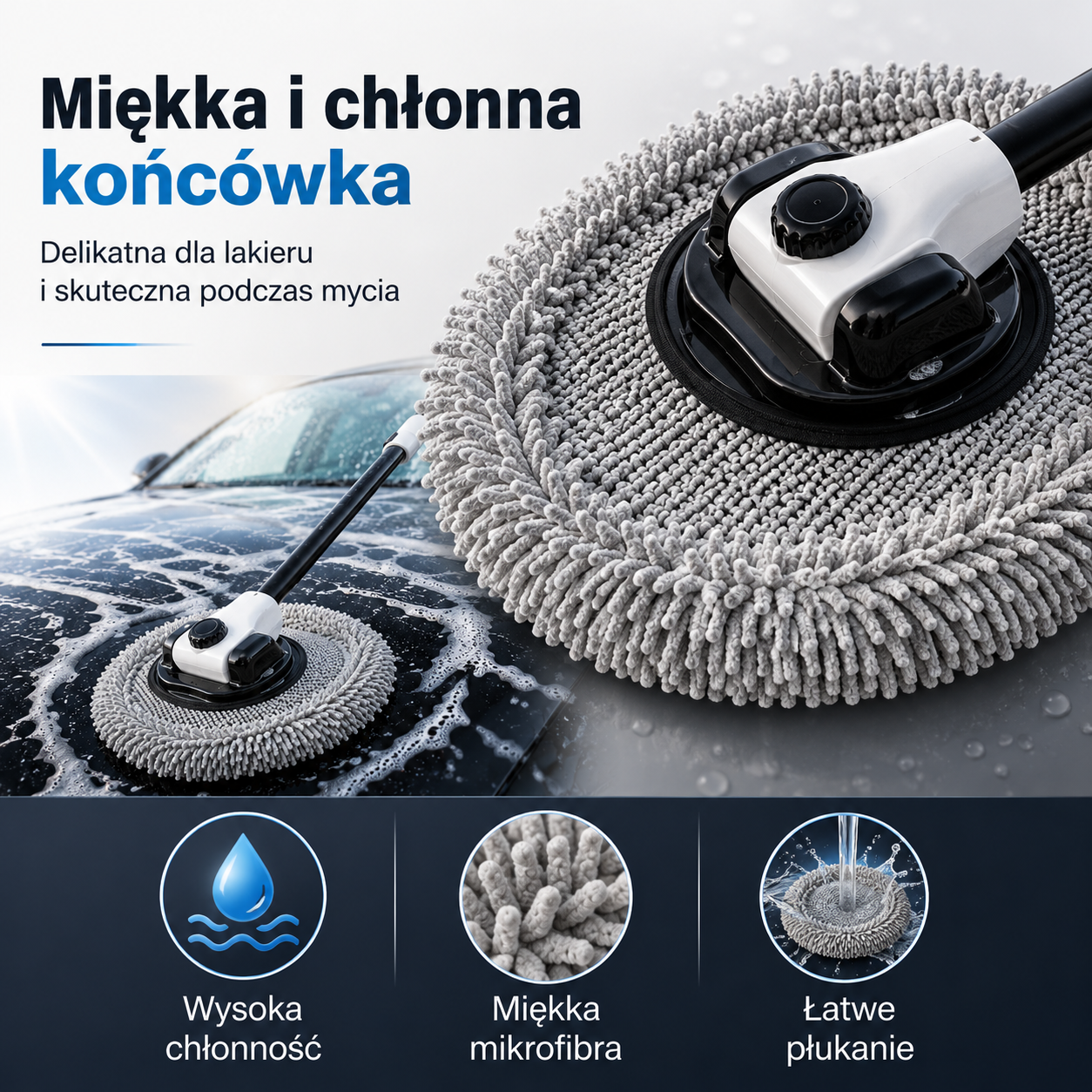 GlowWash Pro — teleskopowy mop do mycia auta