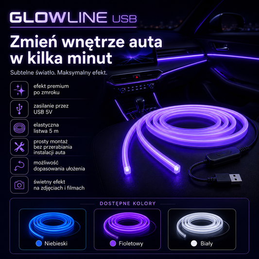 GlowLine USB – neonowe oświetlenie wnętrza auta