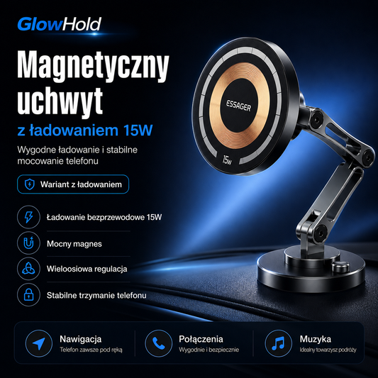 GlowHold Charge – uchwyt samochodowy z ładowaniem indukcyjnym 15W
